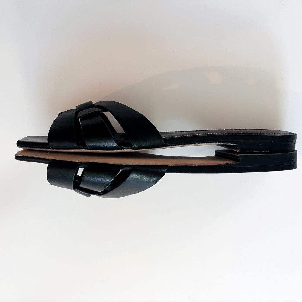 YSL Saint Laurent Tribute Leather Slides Sandals Black size 38.5 - Picture 6 of 10